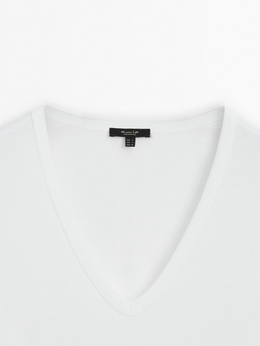 Massimo Dutti Cotton Short Sleeve Women T-Shirt White | US-LE8321075