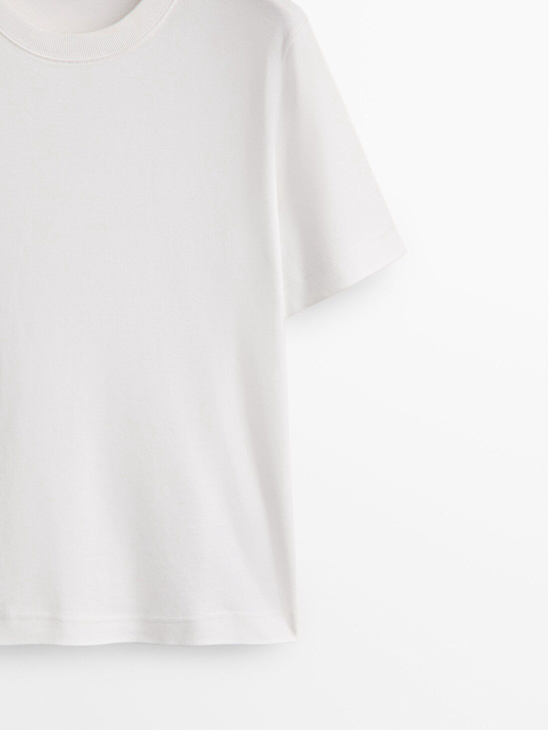 Massimo Dutti Cotton Short-sleeved Women T-Shirt White | US-UC3291478