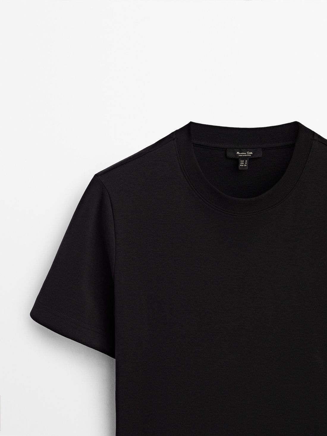 Massimo Dutti Cotton Short-sleeved Women T-Shirt Black | US-WT0524189