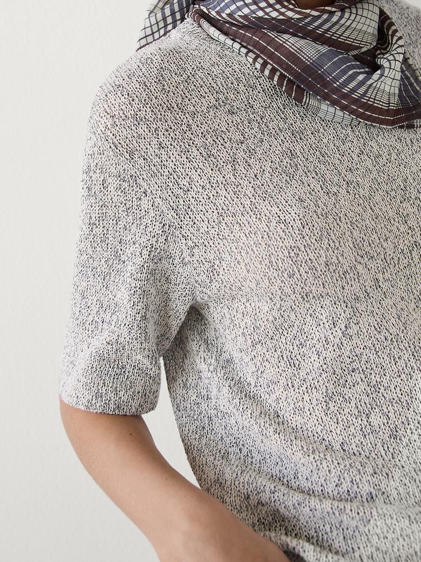 Massimo Dutti Cotton Short-sleeved Women T-Shirt Grey | US-CT4762893