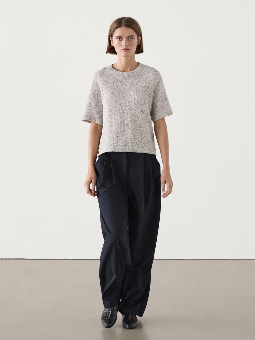 Massimo Dutti Cotton Short-sleeved Women T-Shirt Grey | US-CT4762893