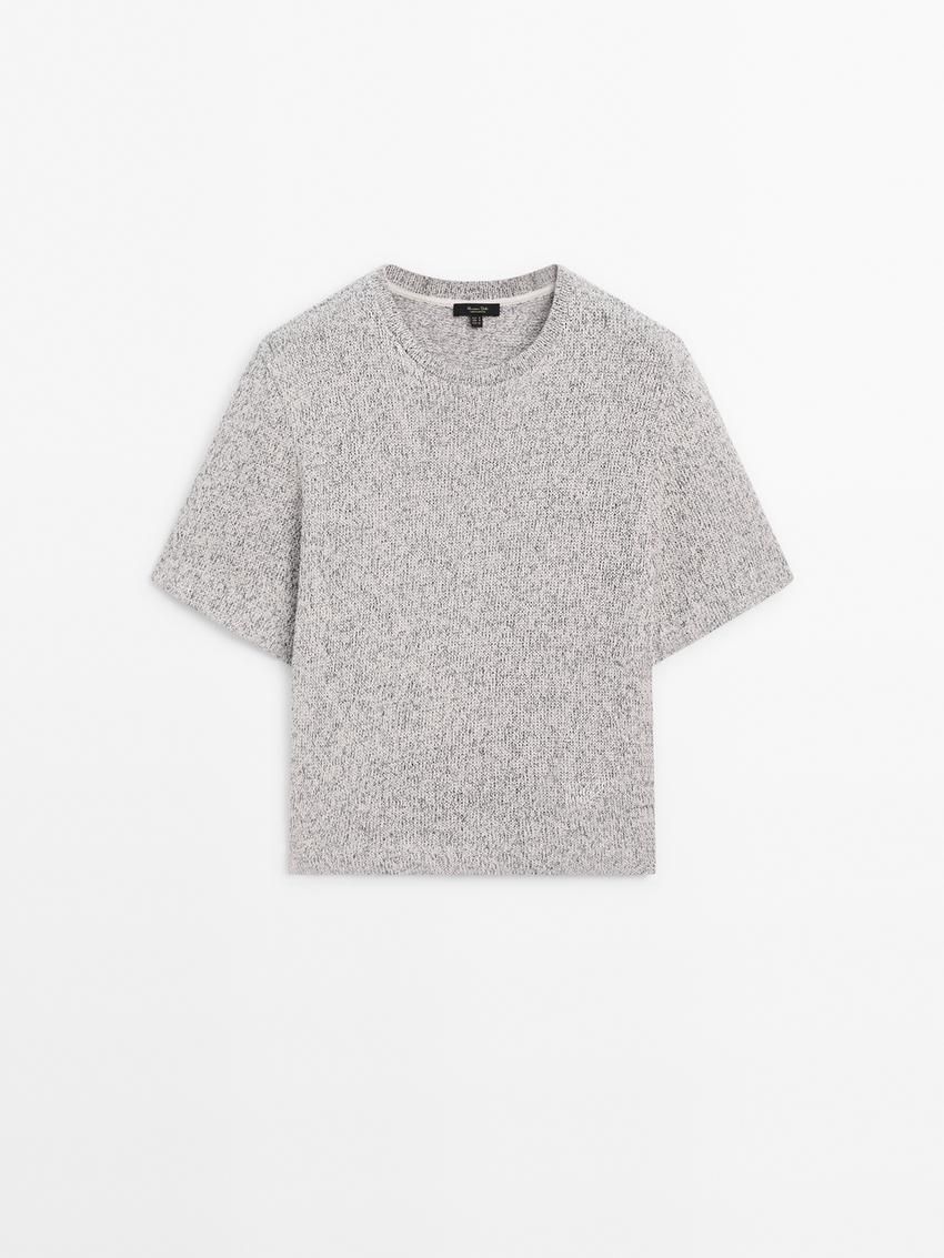 Massimo Dutti Cotton Short-sleeved Women T-Shirt Grey | US-CT4762893