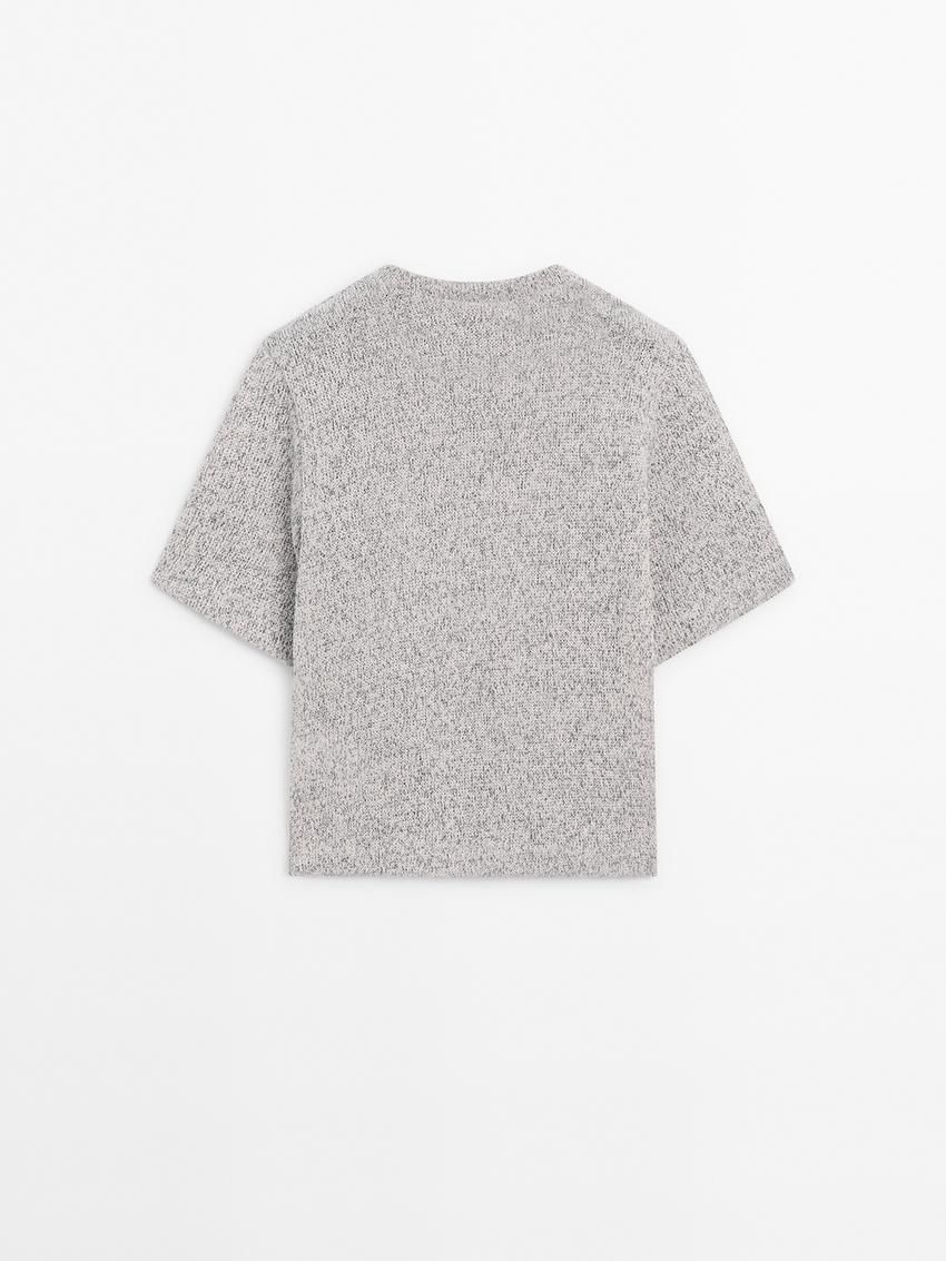 Massimo Dutti Cotton Short-sleeved Women T-Shirt Grey | US-CT4762893