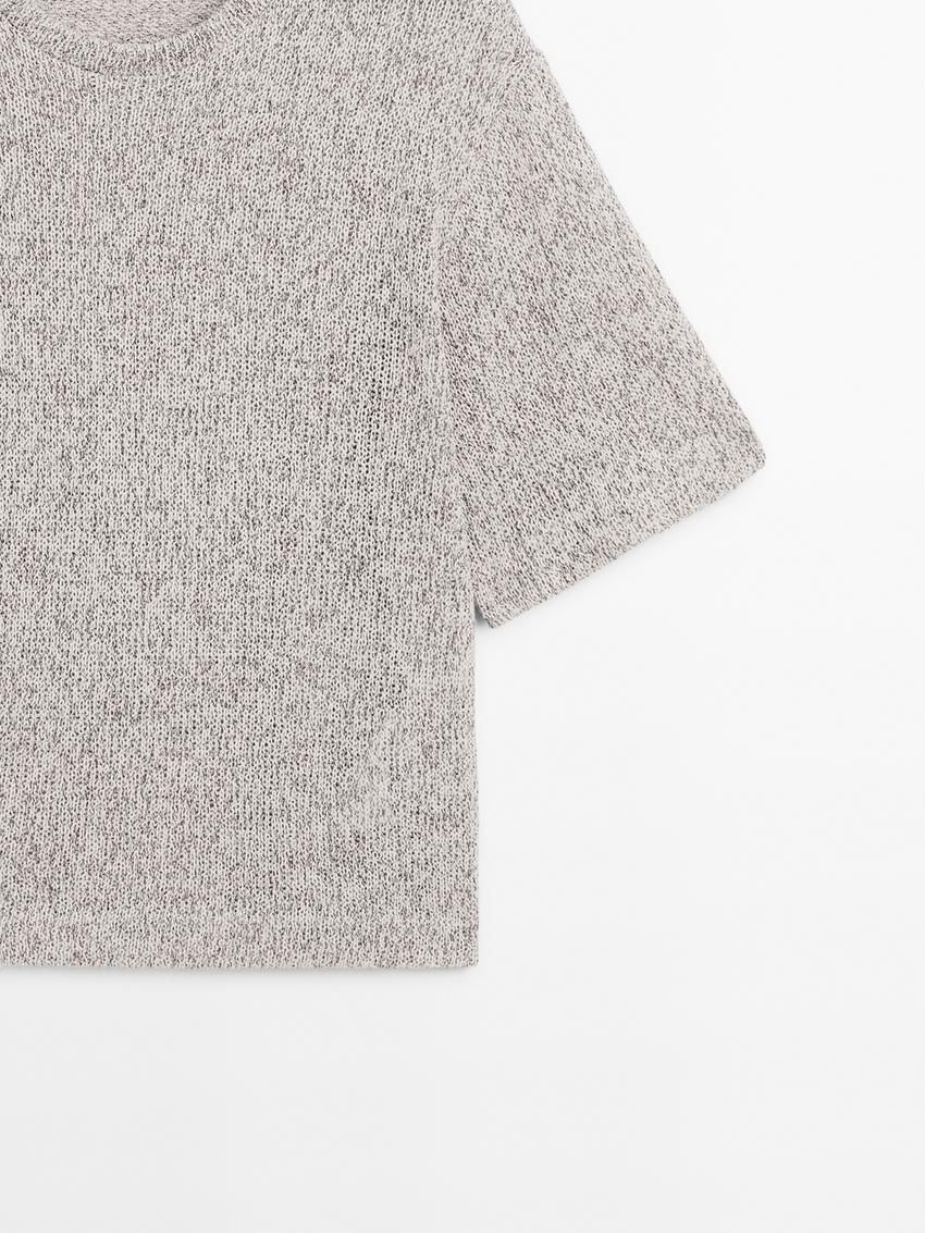 Massimo Dutti Cotton Short-sleeved Women T-Shirt Grey | US-CT4762893