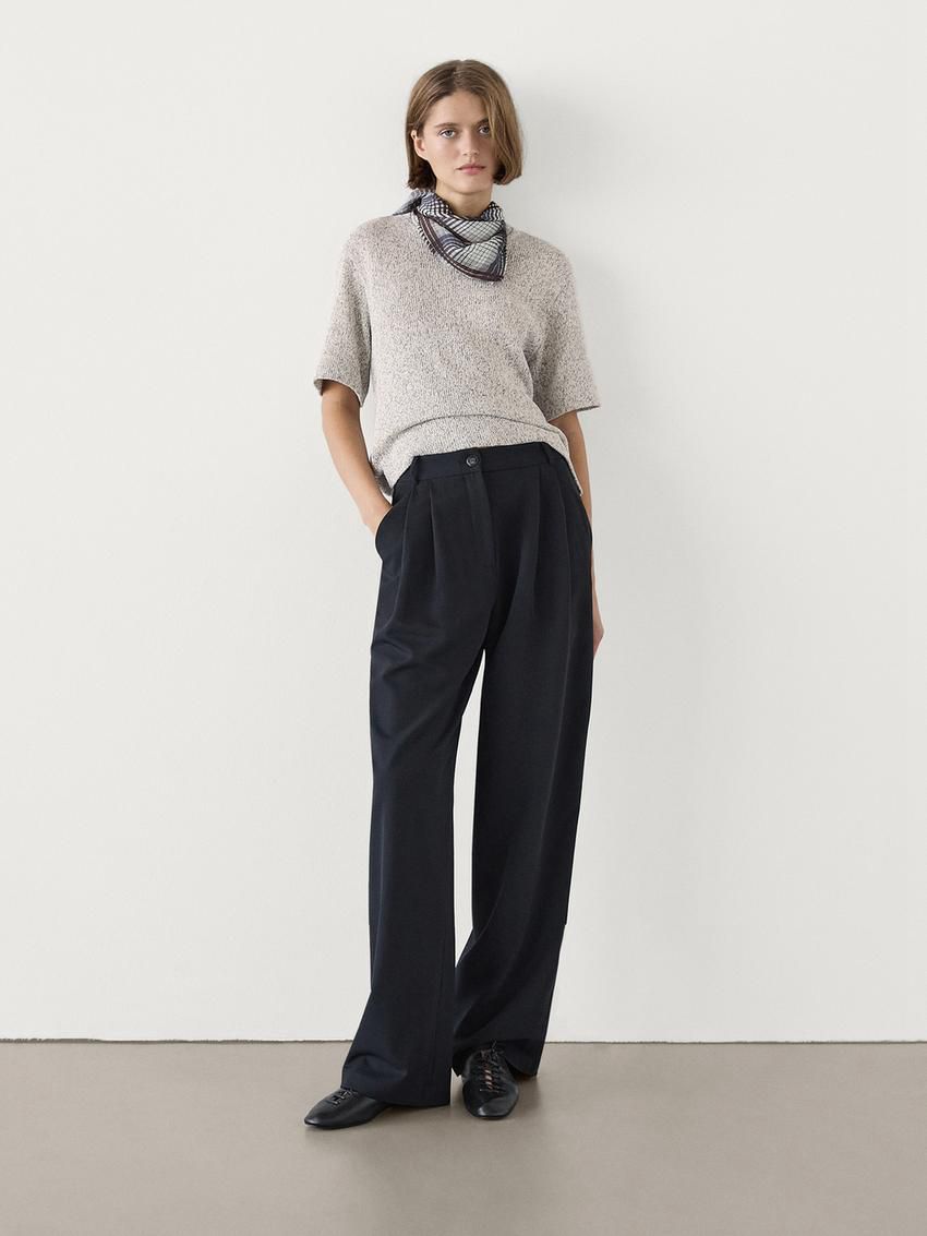 Massimo Dutti Cotton Short-sleeved Women T-Shirt Grey | US-CT4762893
