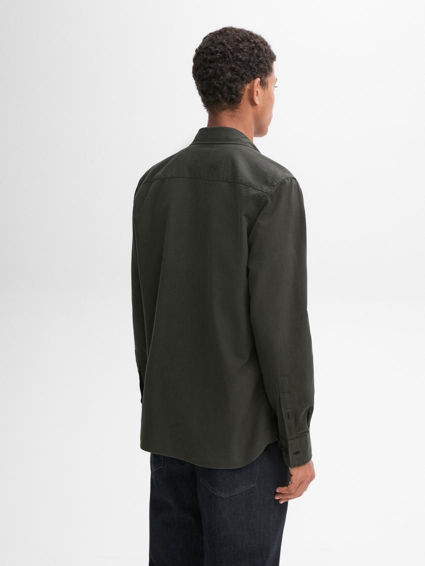 Massimo Dutti Cotton Slim Fit Twill Men Shirts Dark Green | US-QX7019645