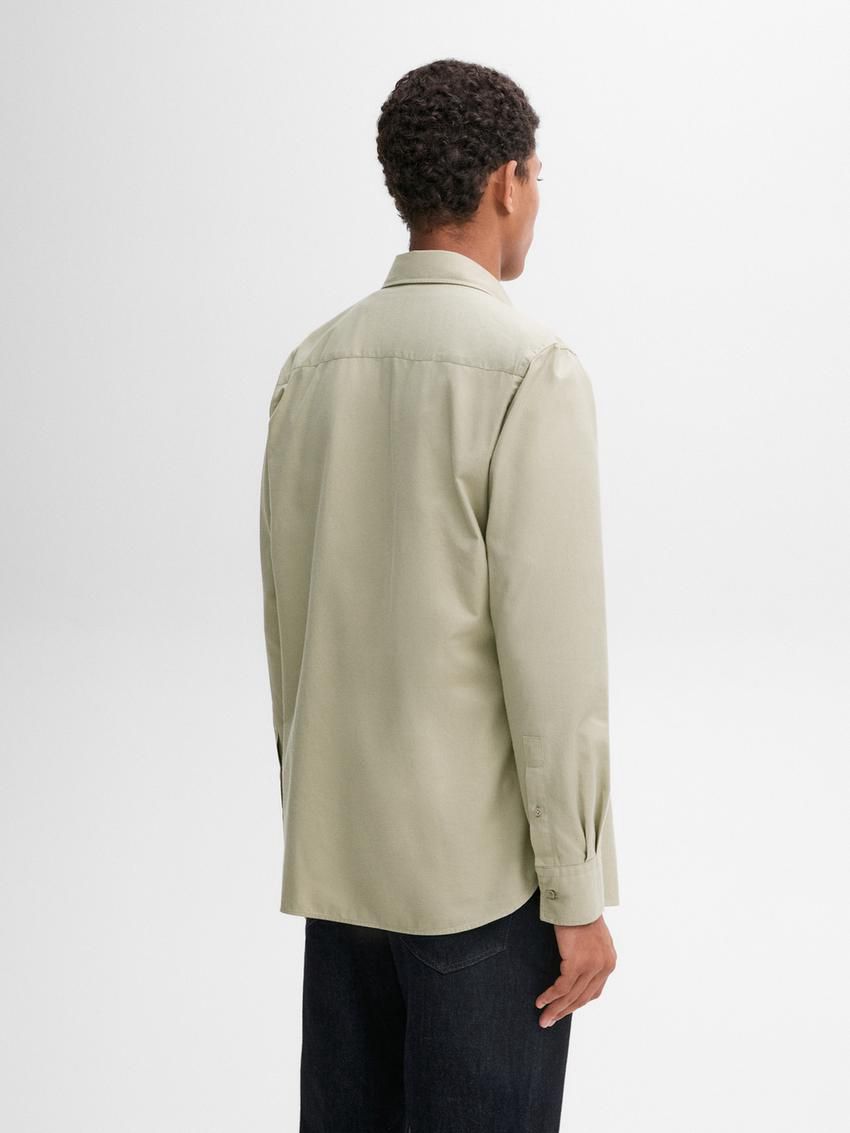 Massimo Dutti Cotton Slim Fit Twill Men Shirts Light Green | US-CD0592764
