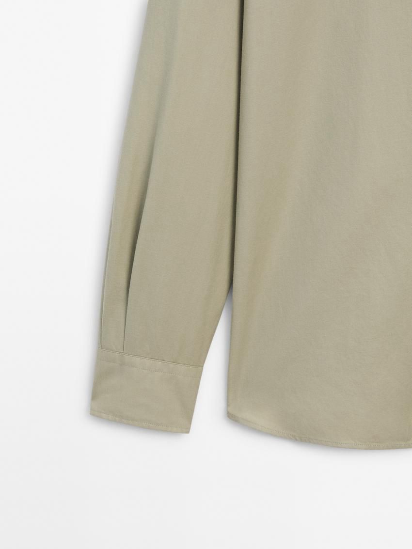 Massimo Dutti Cotton Slim Fit Twill Men Shirts Light Green | US-CD0592764