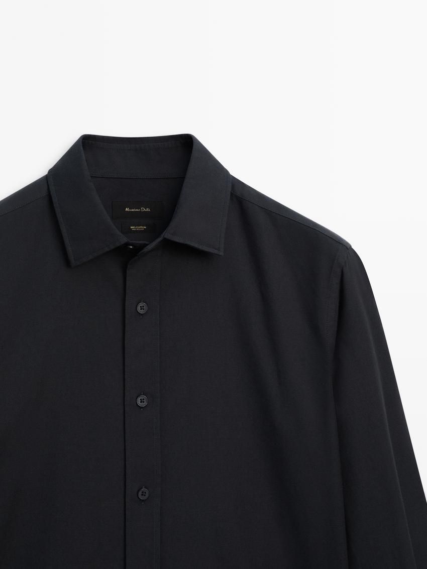 Massimo Dutti Cotton Slim Fit Twill Men Shirts Navy | US-CE4973652