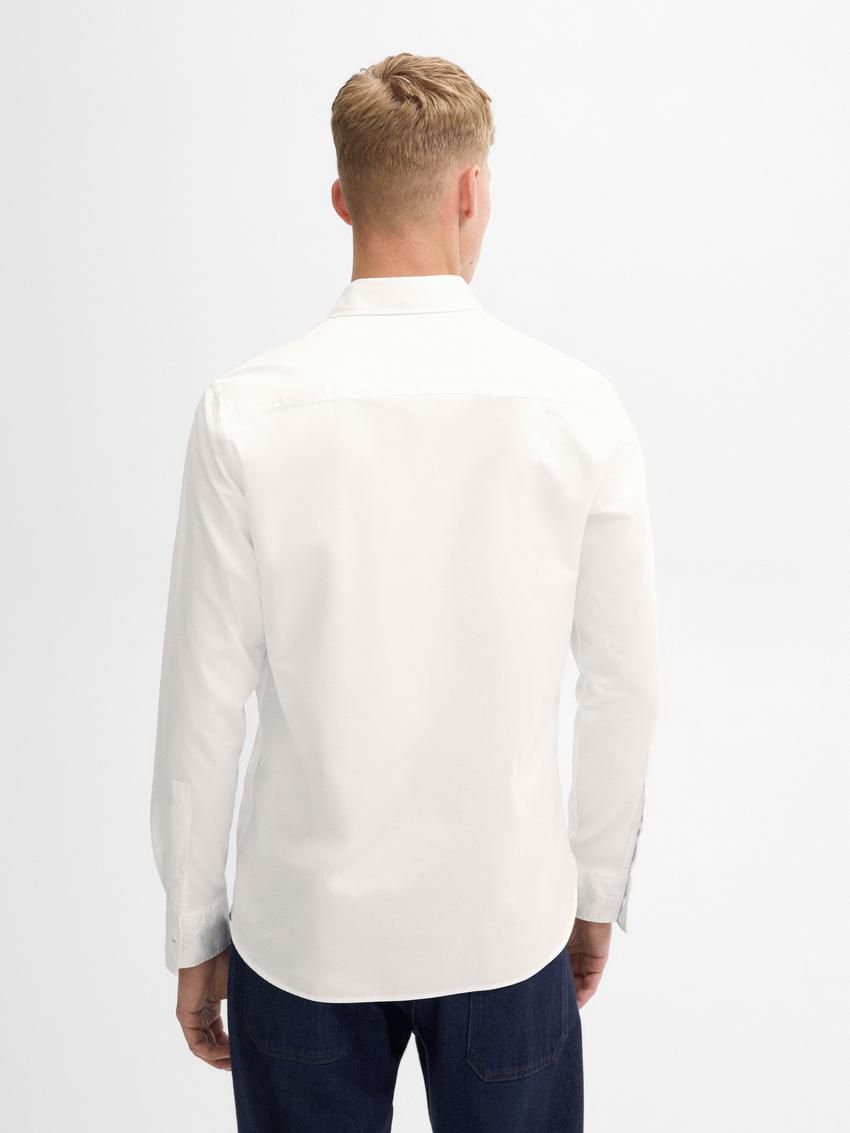 Massimo Dutti Cotton Slim Fit Twill Men Shirts White | US-TY8301476