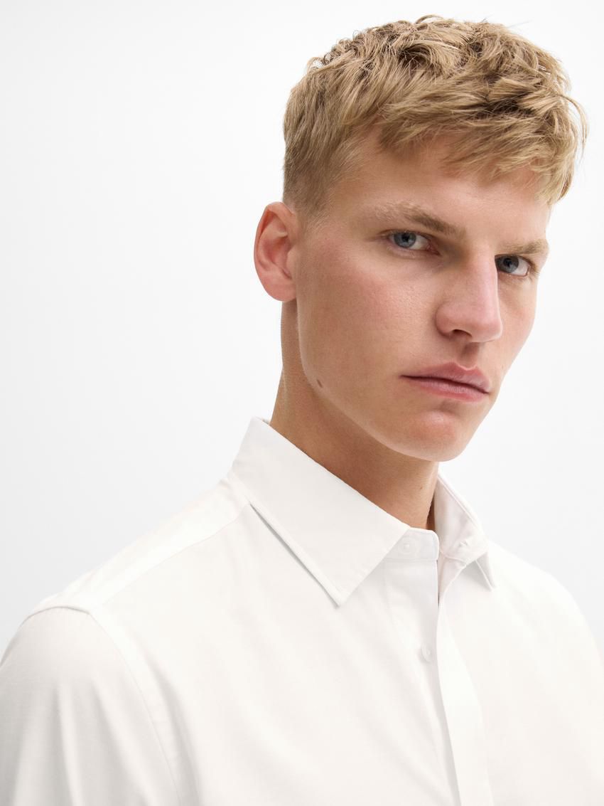 Massimo Dutti Cotton Slim Fit Twill Men Shirts White | US-TY8301476