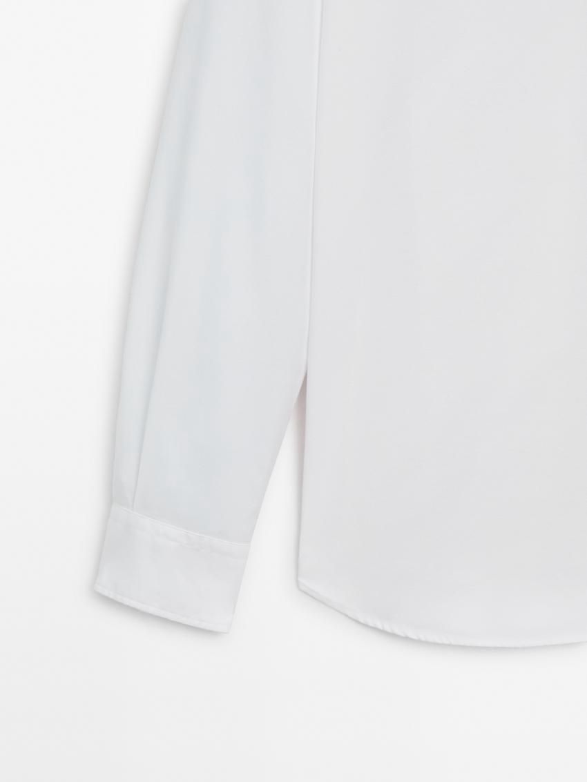 Massimo Dutti Cotton Slim Fit Twill Men Shirts White | US-TY8301476