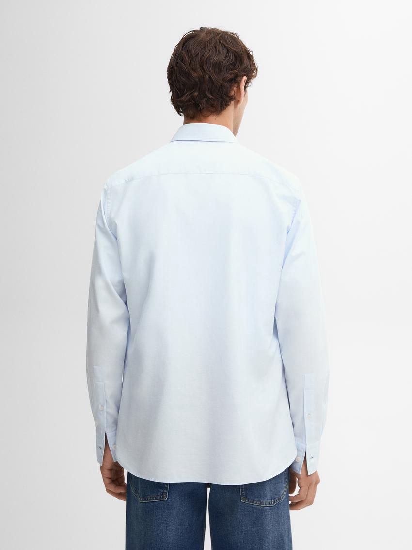 Massimo Dutti Cotton Slim Fit Twill Men Shirts Light Blue | US-MQ0346159