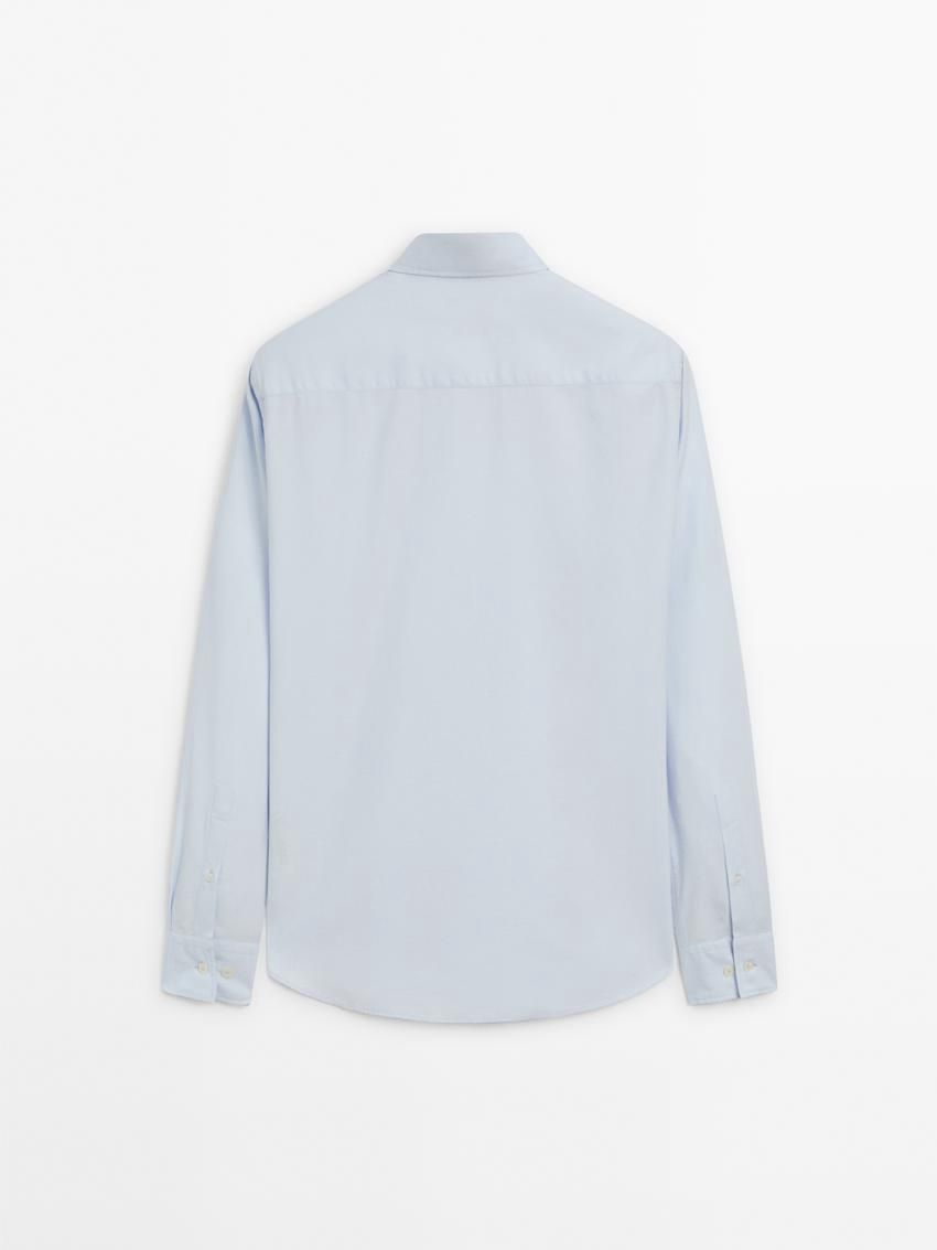 Massimo Dutti Cotton Slim Fit Twill Men Shirts Light Blue | US-MQ0346159