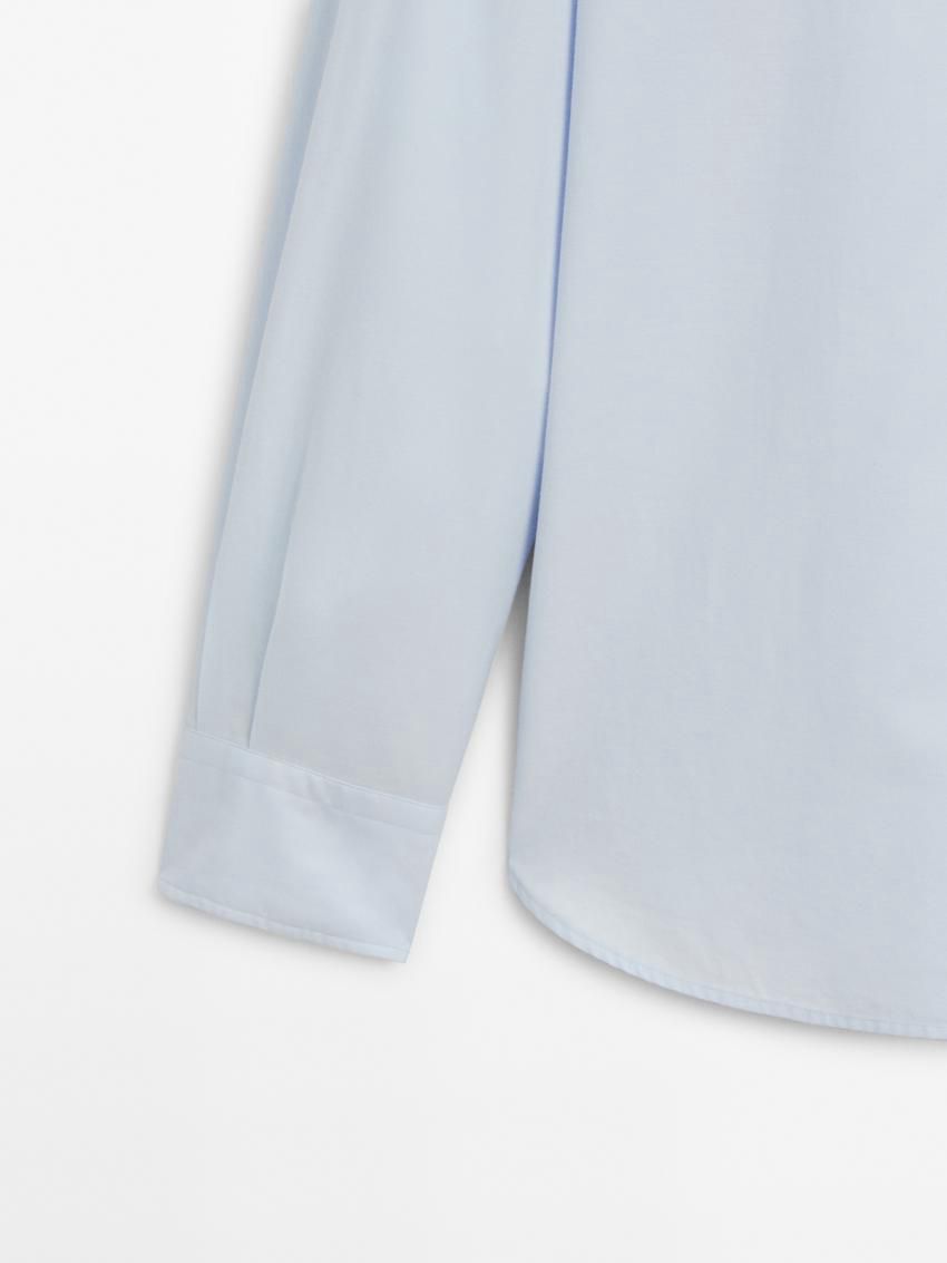 Massimo Dutti Cotton Slim Fit Twill Men Shirts Light Blue | US-MQ0346159