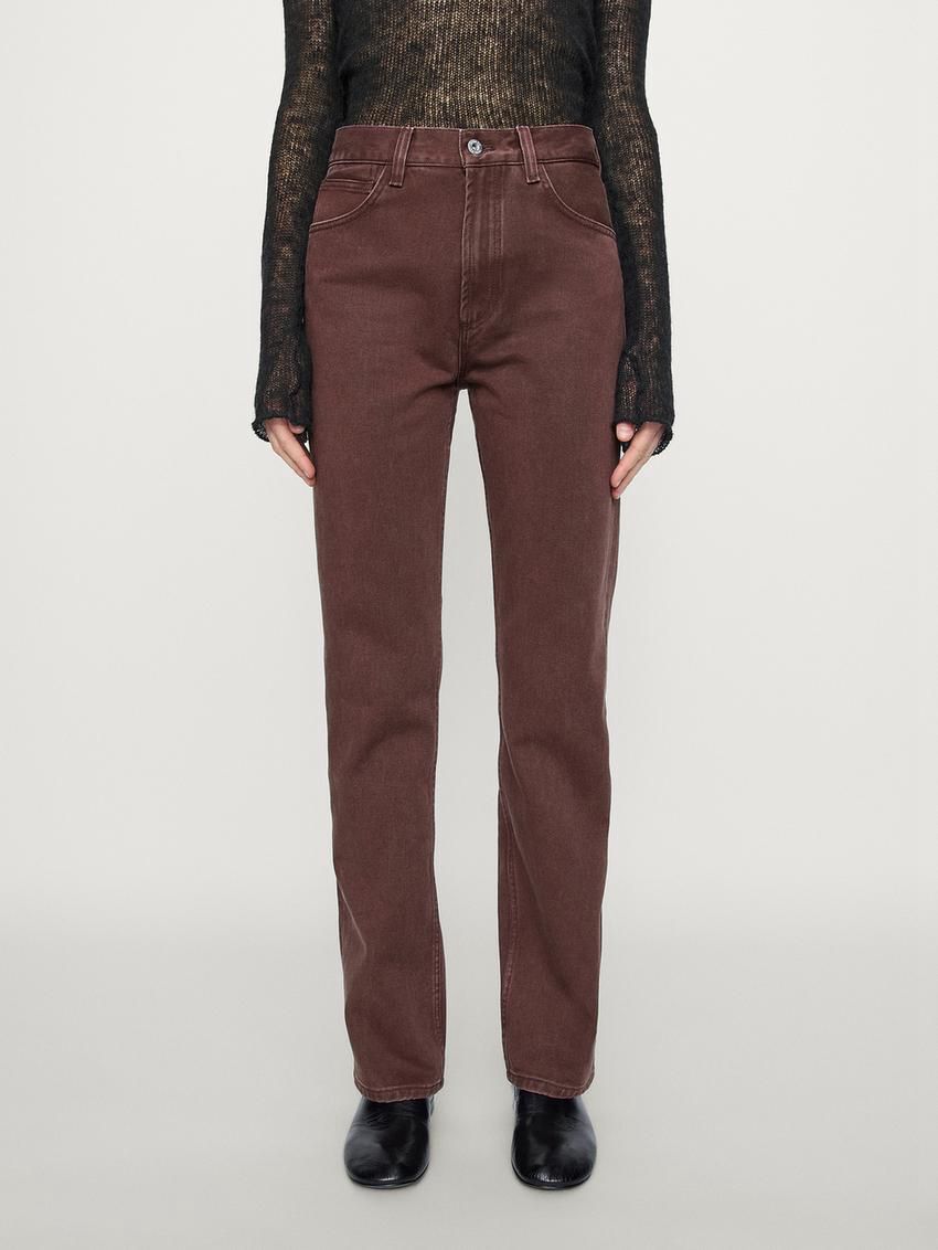 Massimo Dutti Cotton Straight-leg Women Jeans Burgundy | US-PK6510349