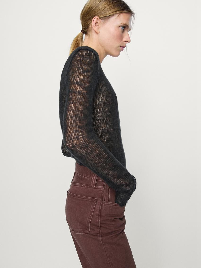 Massimo Dutti Cotton Straight-leg Women Jeans Burgundy | US-PK6510349