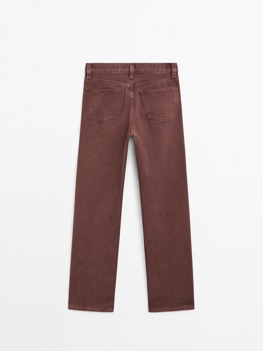 Massimo Dutti Cotton Straight-leg Women Jeans Burgundy | US-PK6510349