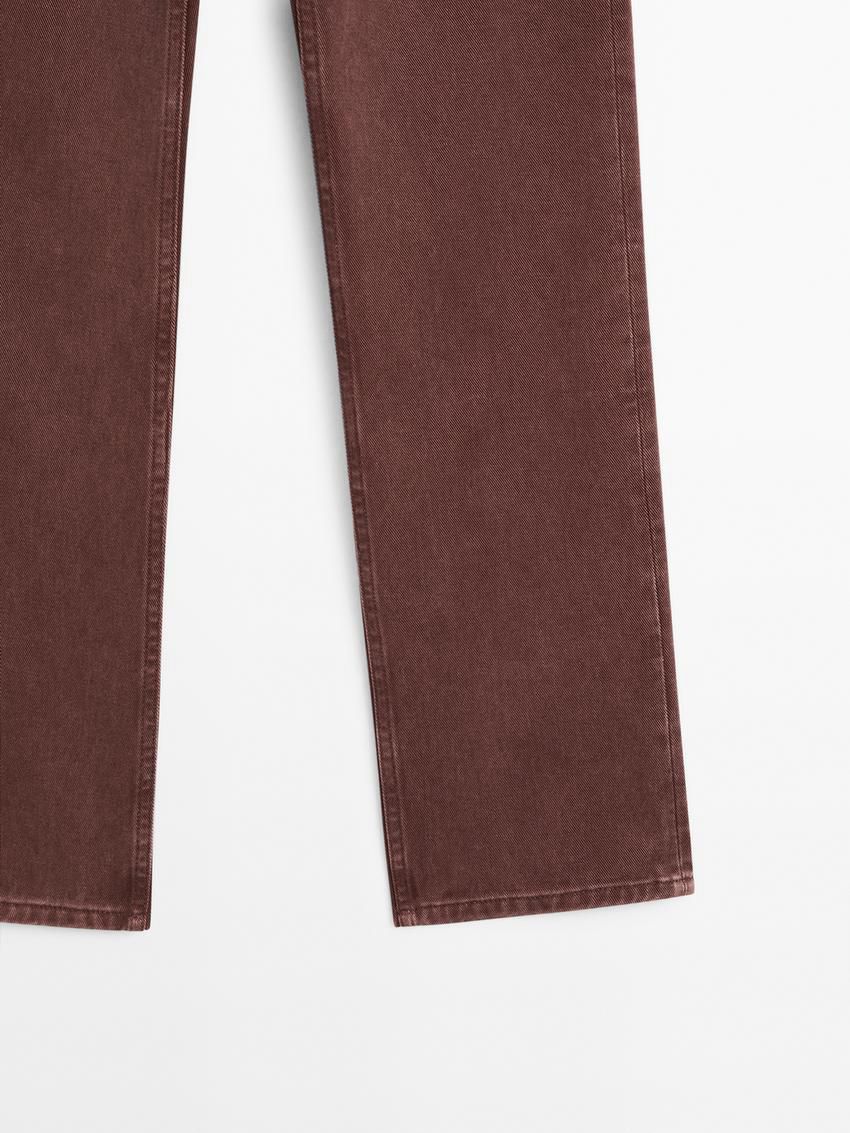 Massimo Dutti Cotton Straight-leg Women Jeans Burgundy | US-PK6510349