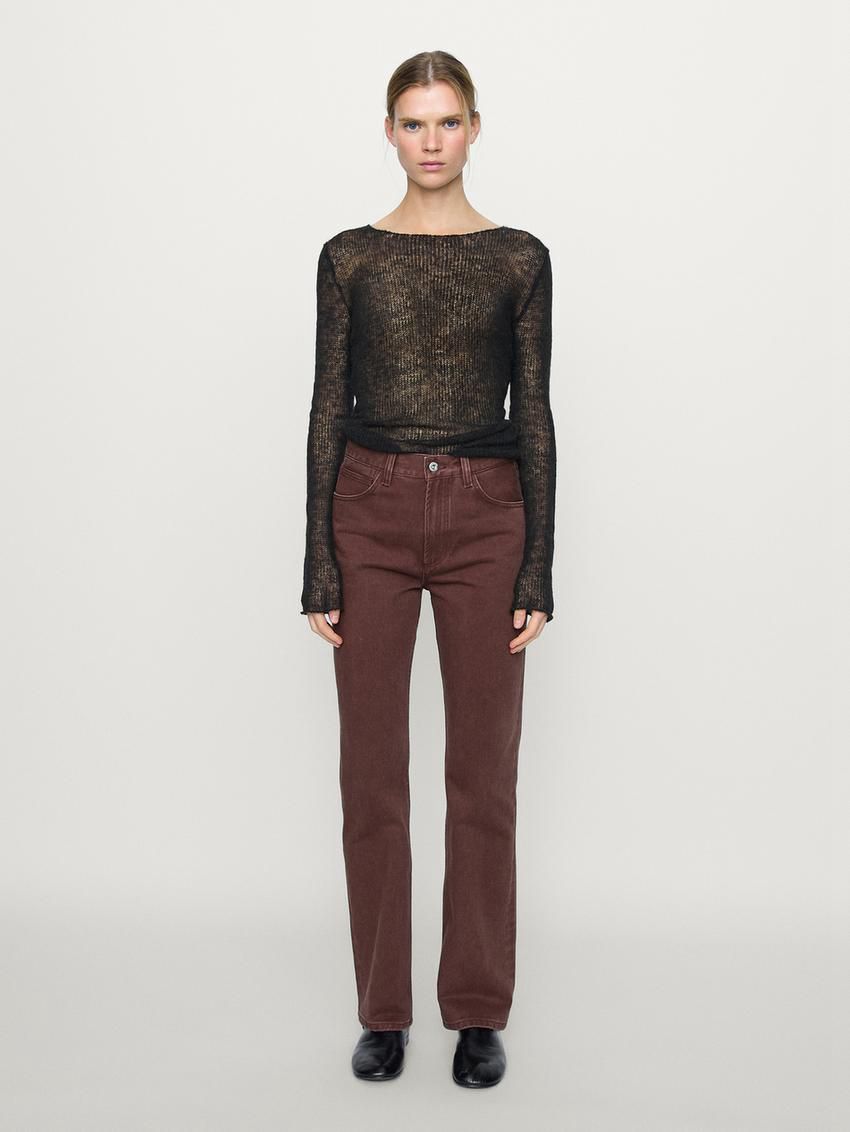 Massimo Dutti Cotton Straight-leg Women Jeans Burgundy | US-PK6510349