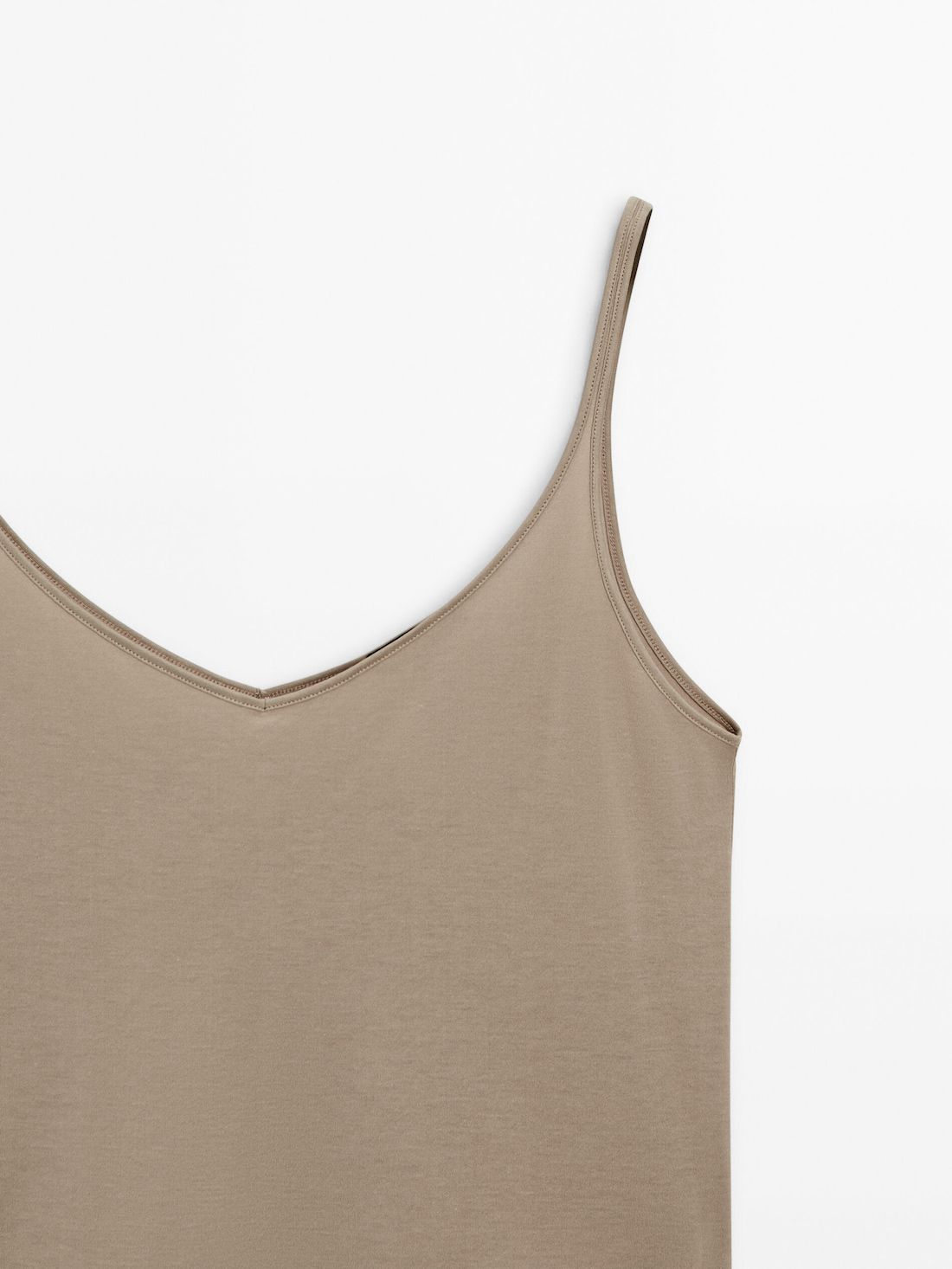 Massimo Dutti Cotton Strappy Women Top Brown Beige | US-VX1893645