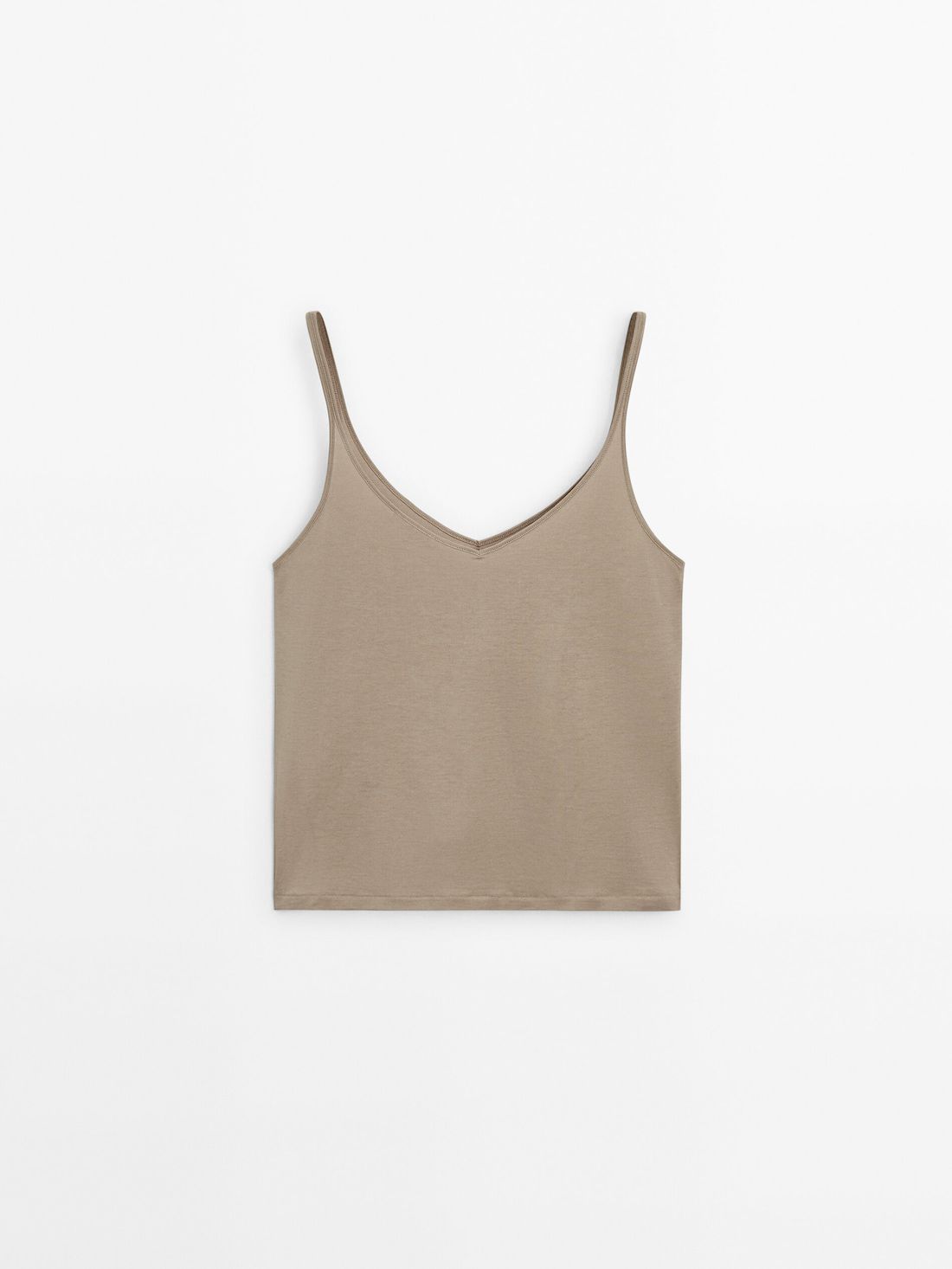 Massimo Dutti Cotton Strappy Women Top Brown Beige | US-VX1893645