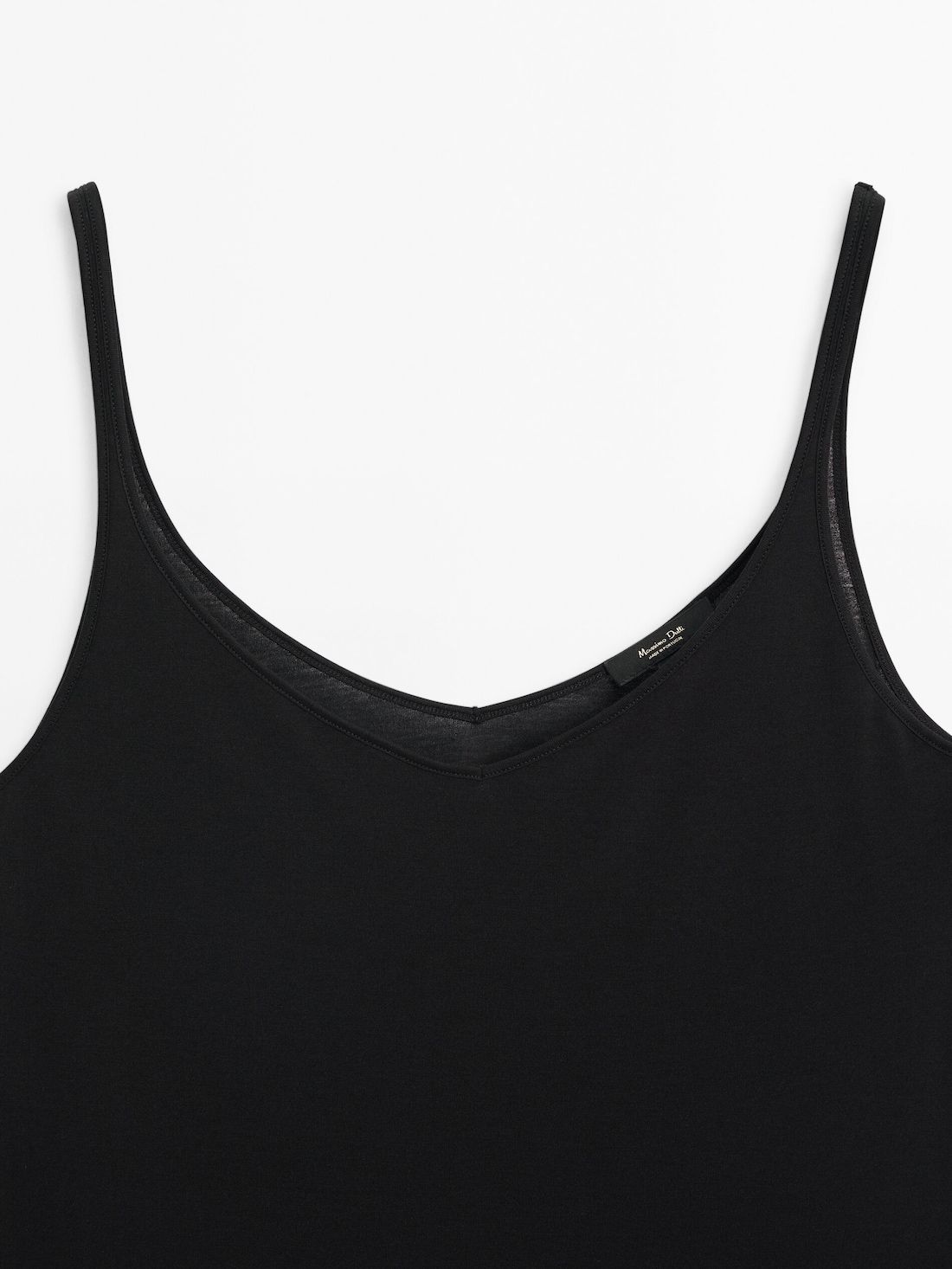 Massimo Dutti Cotton Strappy Women Top Black | US-ZT4835206