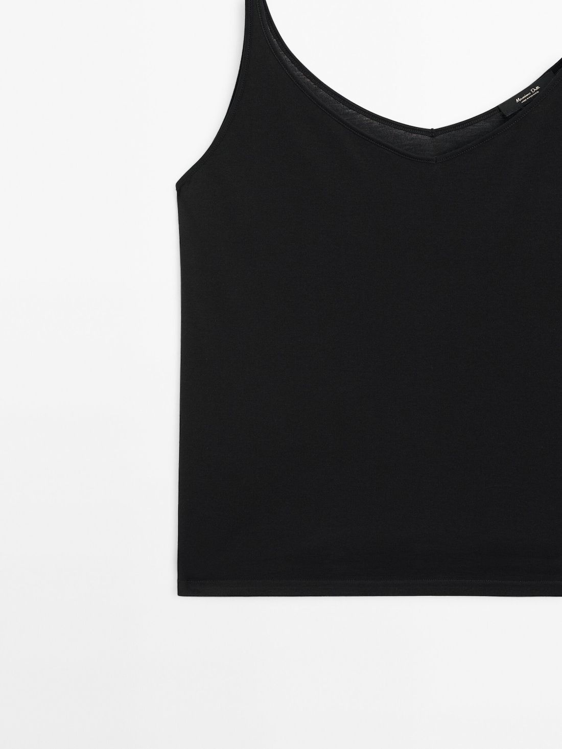 Massimo Dutti Cotton Strappy Women Top Black | US-ZT4835206