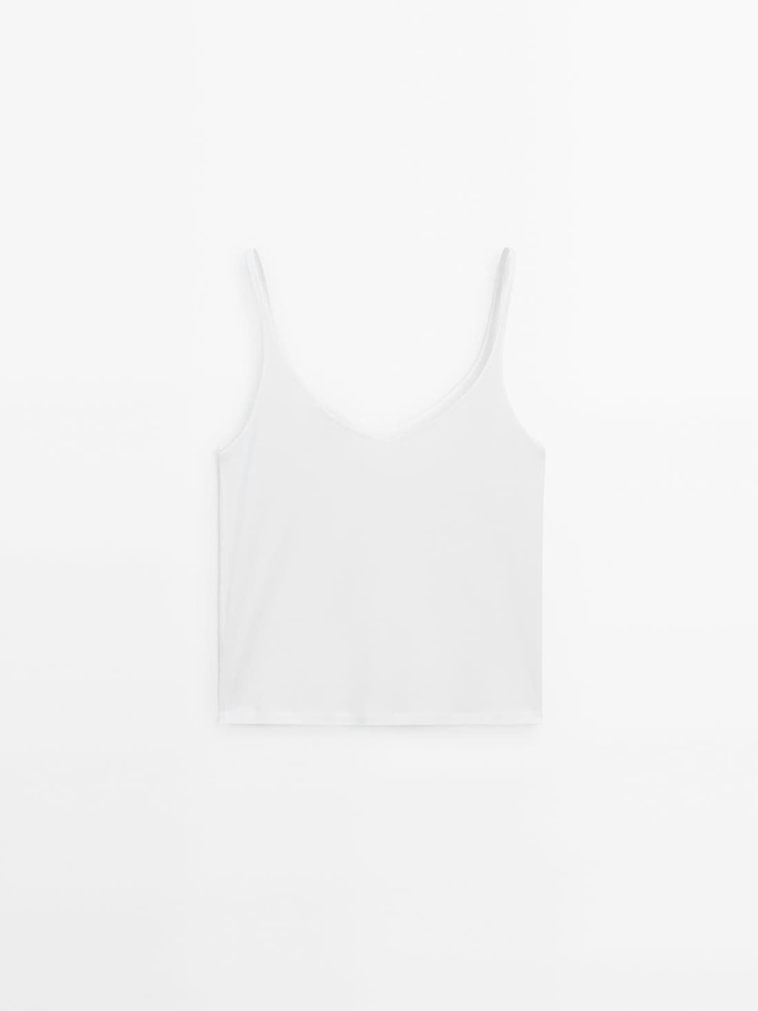 Massimo Dutti Cotton Strappy Women Top White | US-MJ3870694