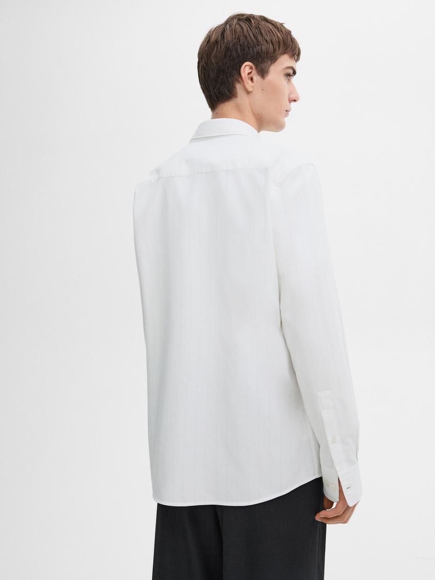 Massimo Dutti Cotton Striped Men Shirts White | US-EP3890617
