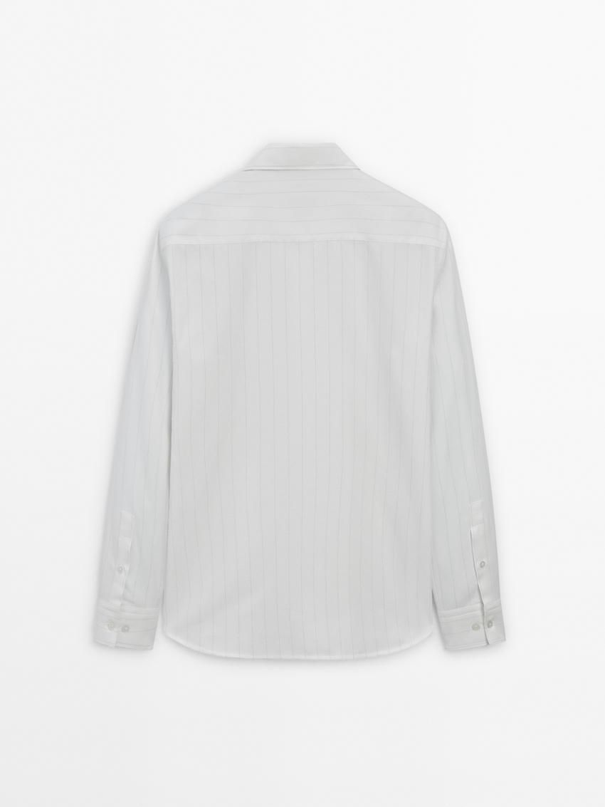 Massimo Dutti Cotton Striped Men Shirts White | US-EP3890617