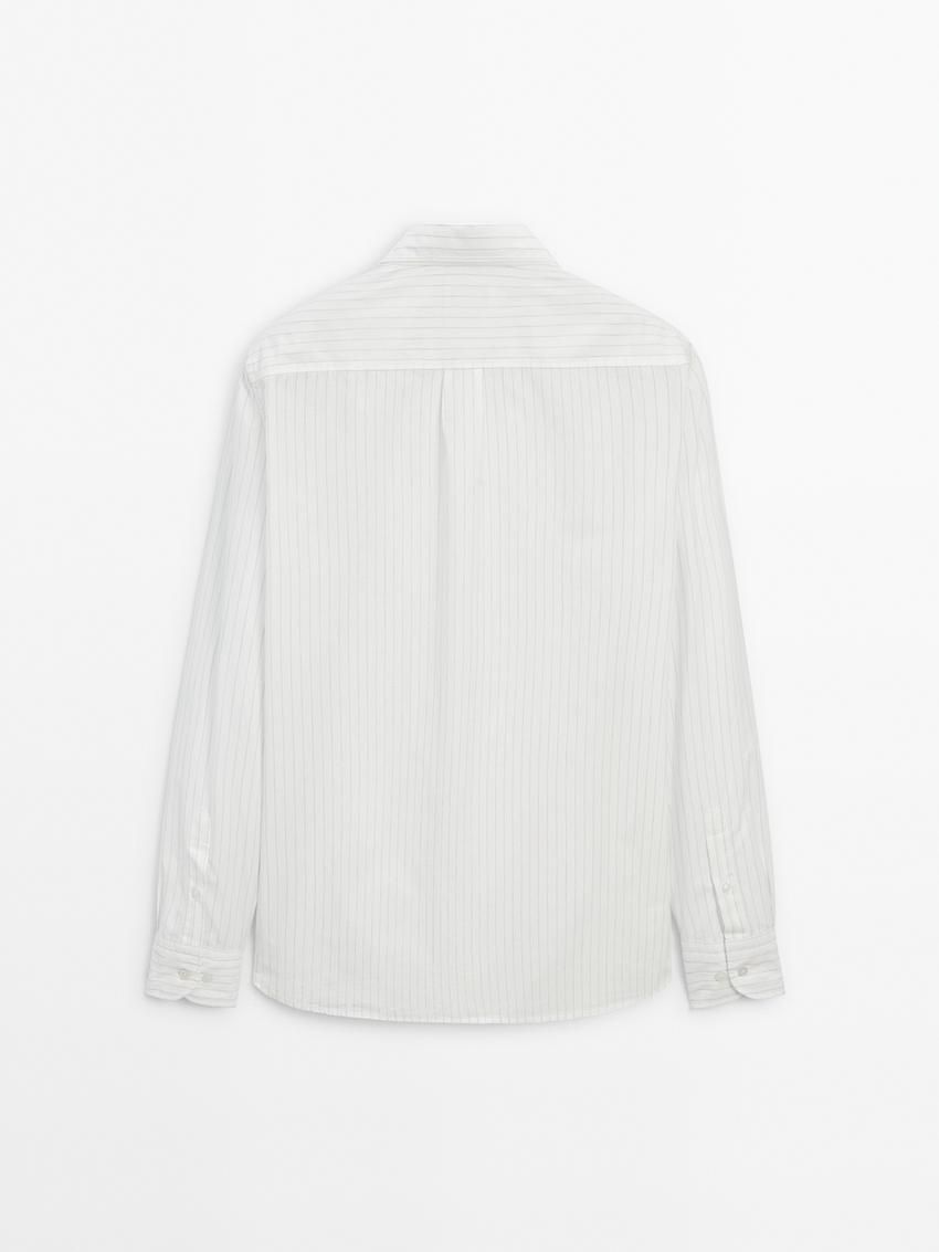 Massimo Dutti Cotton Striped Men Shirts White | US-FB7309841