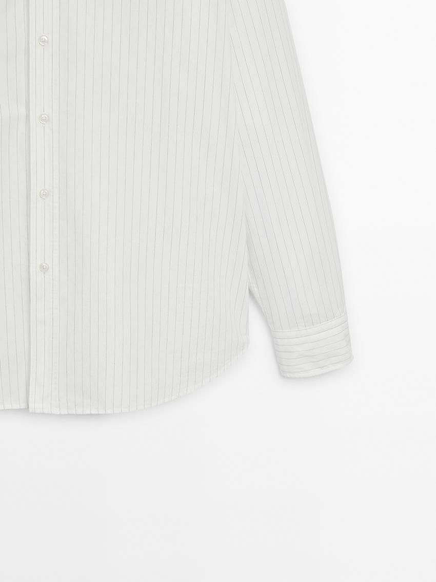 Massimo Dutti Cotton Striped Men Shirts White | US-FB7309841