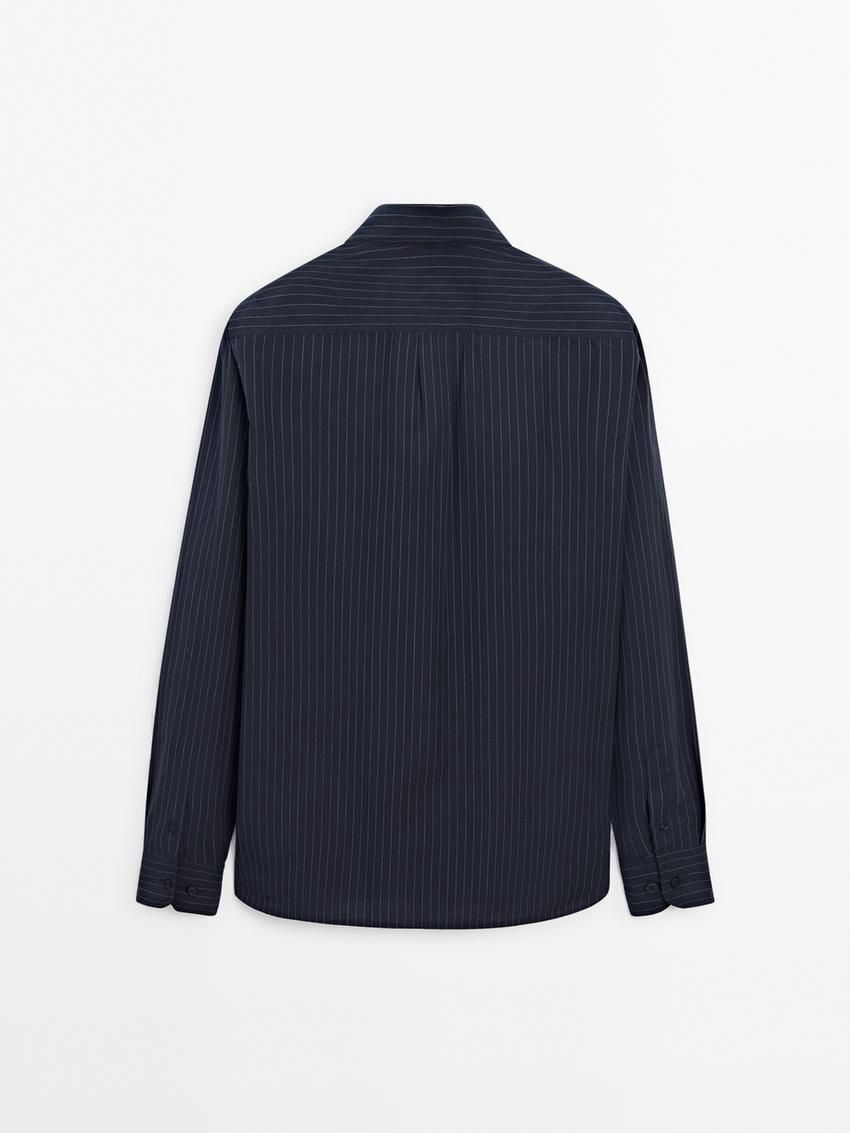 Massimo Dutti Cotton Striped Men Shirts Navy | US-FQ1234890