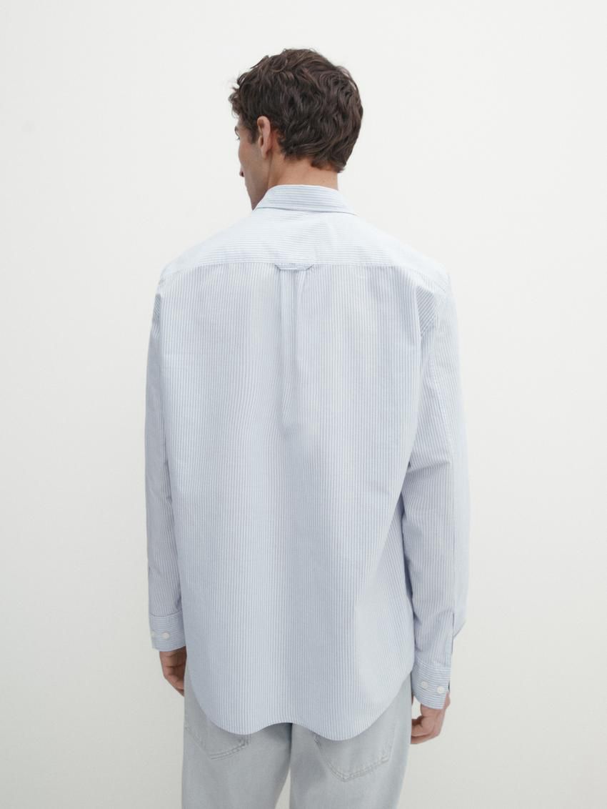 Massimo Dutti Cotton Striped Men Shirts Light Blue | US-EF3426570