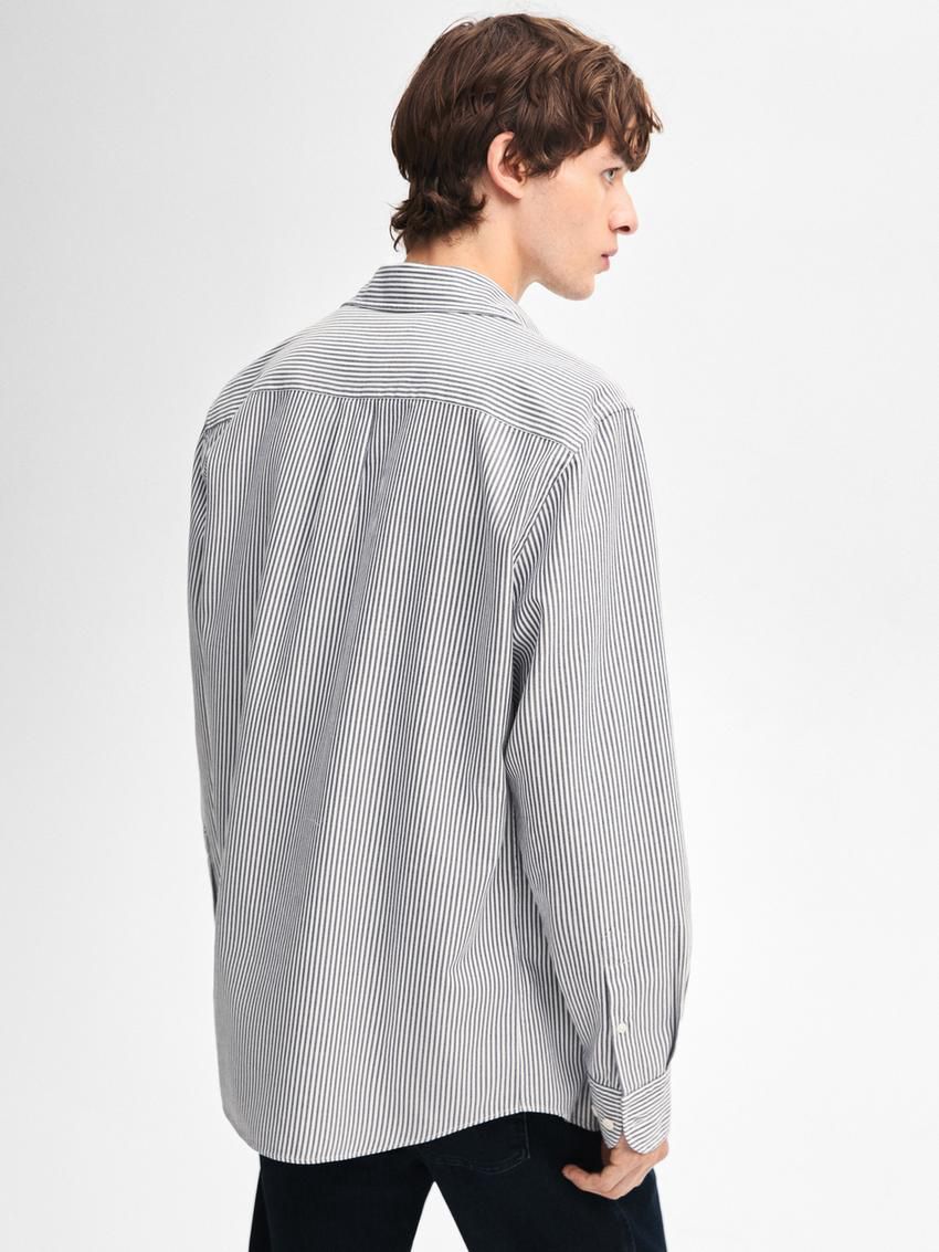 Massimo Dutti Cotton Striped Regular Fit Men Shirts Blue / White | US-QY7436912