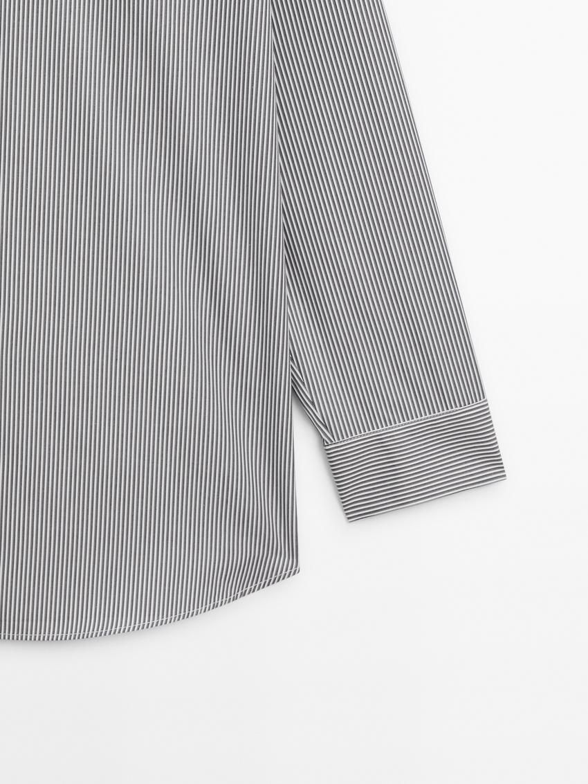 Massimo Dutti Cotton Striped Women Blouse Black / White | US-NP4952831