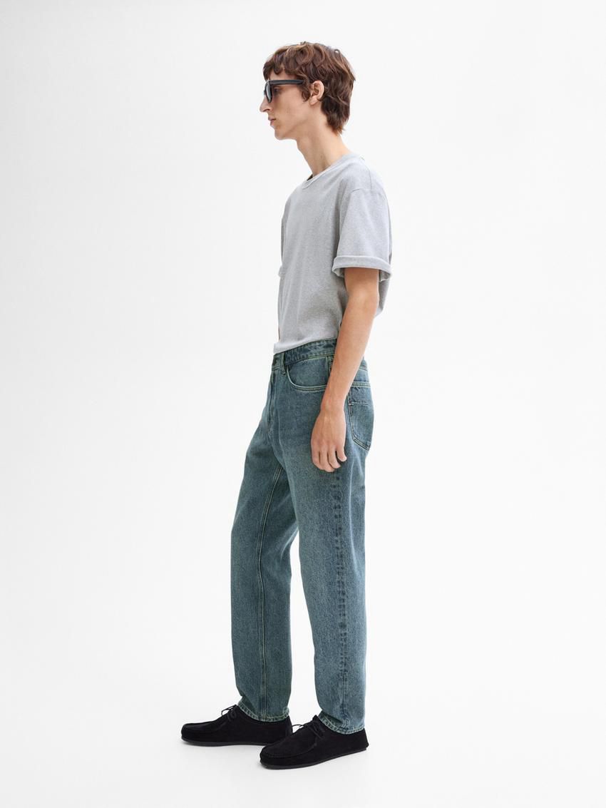 Massimo Dutti Cotton Tapered Fit Men Jeans Blue | US-KA8724059