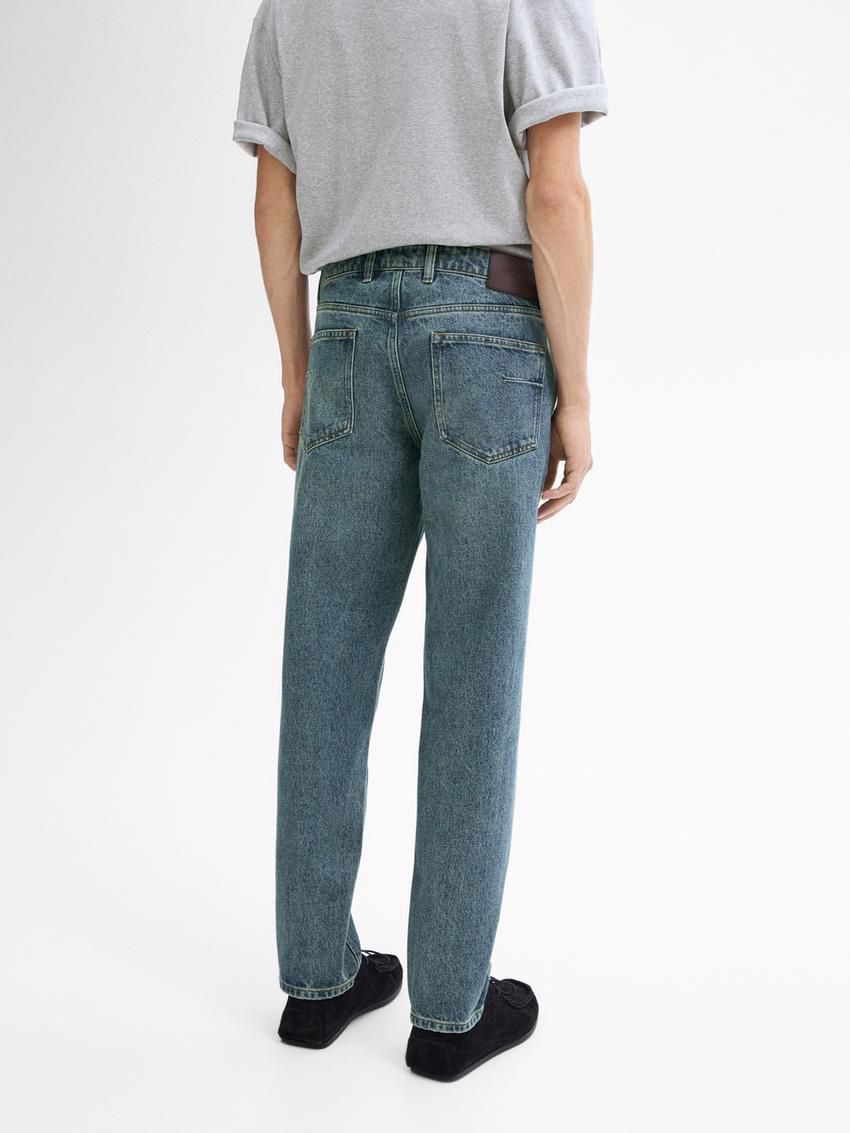 Massimo Dutti Cotton Tapered Fit Men Jeans Blue | US-KA8724059