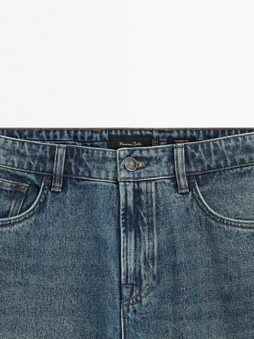 Massimo Dutti Cotton Tapered Fit Men Jeans Blue | US-KA8724059