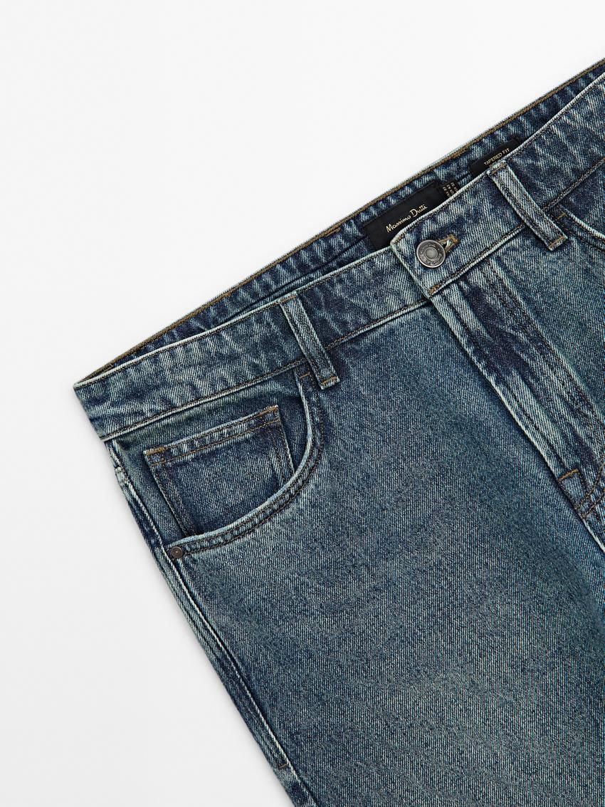Massimo Dutti Cotton Tapered Fit Men Jeans Blue | US-KA8724059