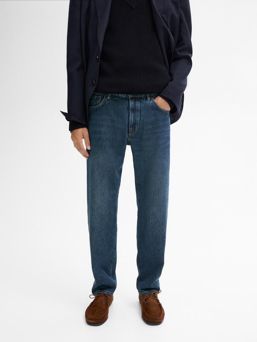 Massimo Dutti Cotton Tapered Fit Men Jeans Indigo | US-YI7240619