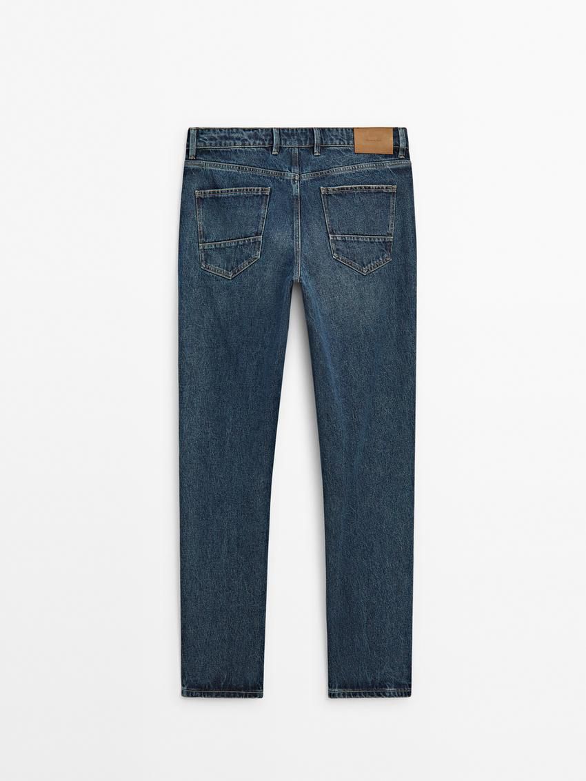 Massimo Dutti Cotton Tapered Fit Men Jeans Indigo | US-YI7240619