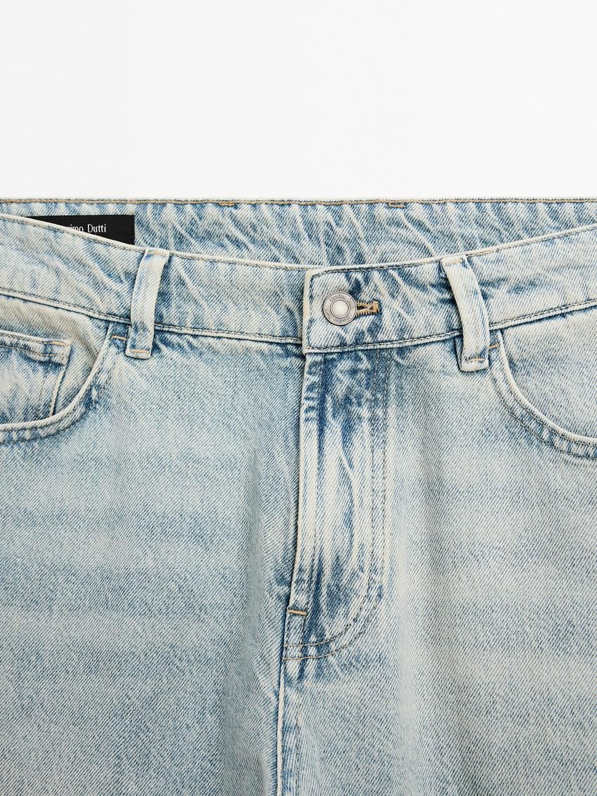Massimo Dutti Cotton Tapered Fit Men Jeans Light Blue | US-ZU3247069