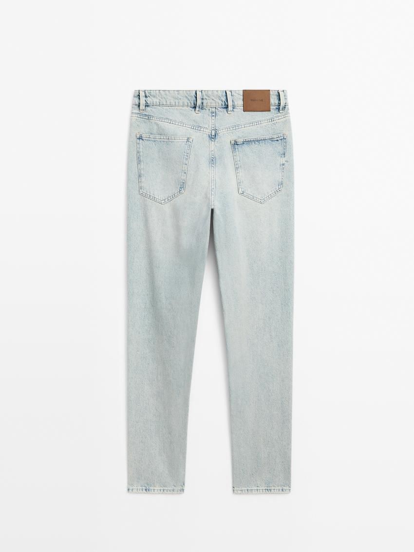 Massimo Dutti Cotton Tapered Fit Men Jeans Light Blue | US-ZU3247069