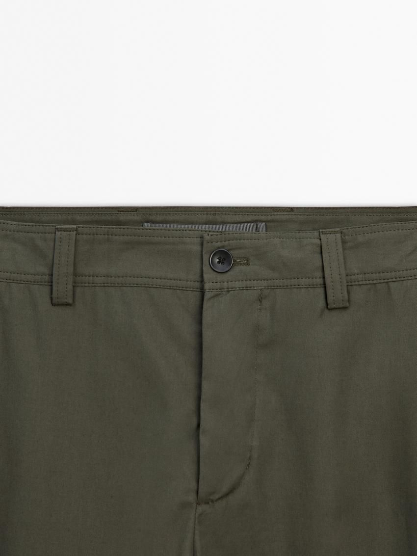 Massimo Dutti Cotton Tapered Fit Men Trousers Green | US-MT4260531