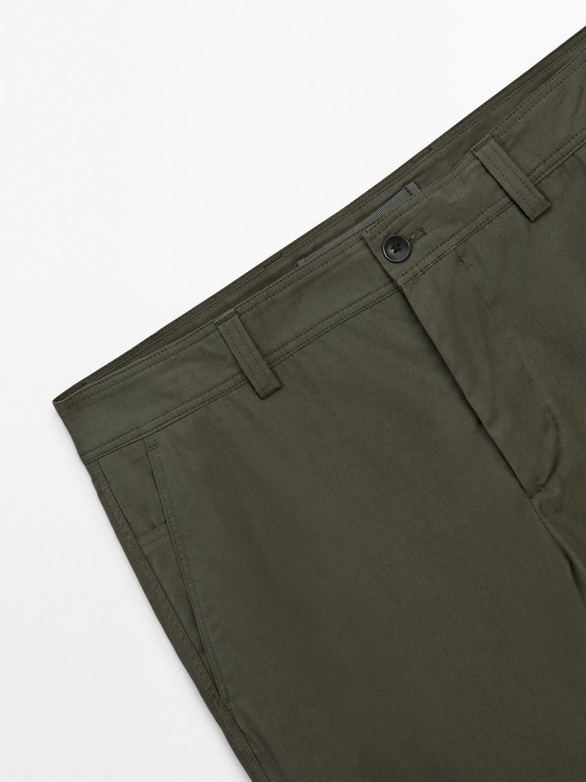 Massimo Dutti Cotton Tapered Fit Men Trousers Green | US-MT4260531