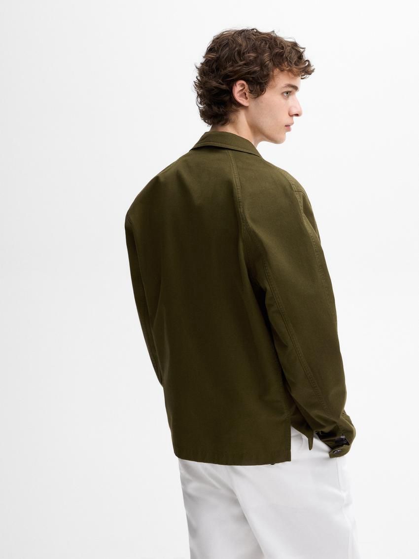 Massimo Dutti Cotton Twill Men Jacket Khaki | US-WN3987651