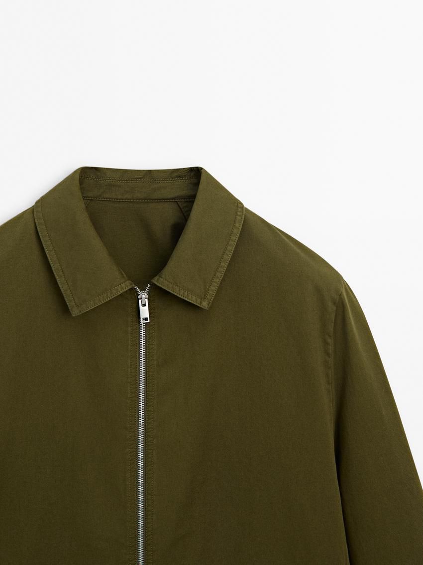 Massimo Dutti Cotton Twill Men Jacket Khaki | US-WN3987651
