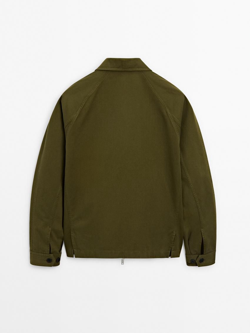 Massimo Dutti Cotton Twill Men Jacket Khaki | US-WN3987651
